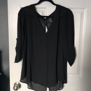 Sheer Black Button Blouse- Torrid 0